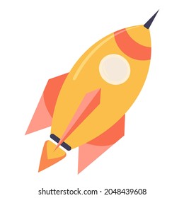 Child's drawing of a space rocket on a white background, in vector.