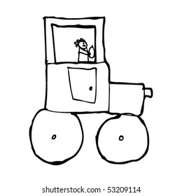 dibujo infantil de un tractor