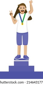 a child's expression won 1st place,  illustration vector design