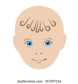Child's face. Flat.