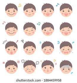 Child's facial expression illustration set (boy)