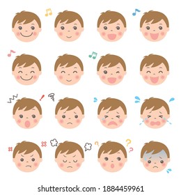 Child's facial expression illustration set (boy)