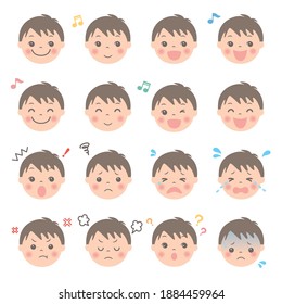 Child's facial expression illustration set (boy)