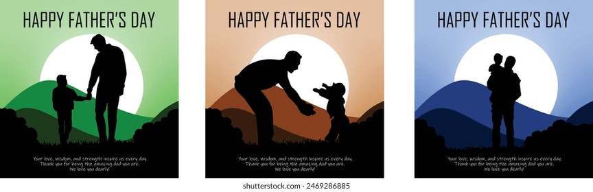 Kinder und Väter spielen, Happy International Father's Day Concept, kann für Karte, Poster, Website, Broschüre verwendet werden. Abstrakte Vektorillustration Design