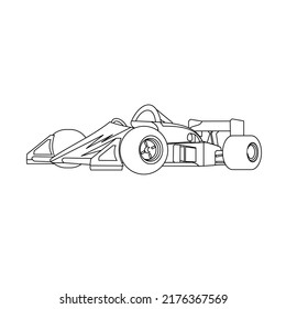 Child's funny cartoon formula race car vector illustration art. Racing car illustration with  sketch on white background