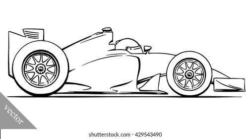 child's funny cartoon formula race car vector illustration art