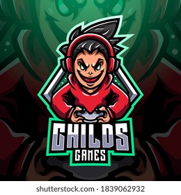 Childs gamer esport mascot logo design