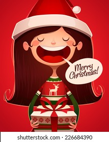 Child's greetings. Christmas card \ poster \ banner. Vector illustration.