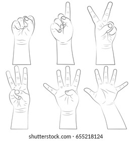 Child's hands many gesturing. vector illustration