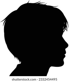 A childs head with face in silhouette profile.