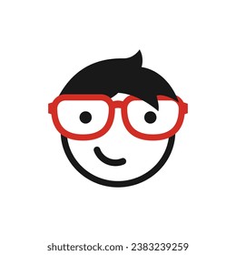A child's head with glasses. Simple minimal vector.