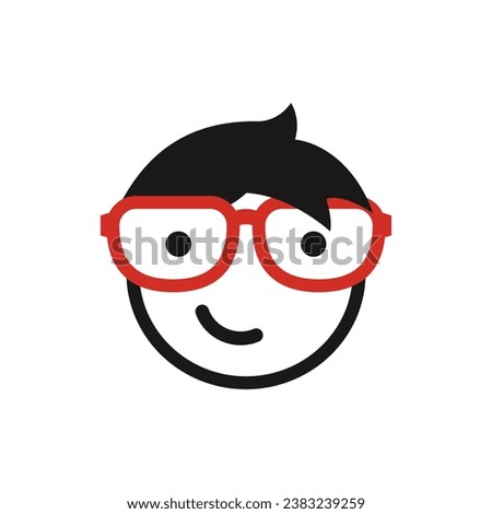 A child's head with glasses. Simple minimal vector.