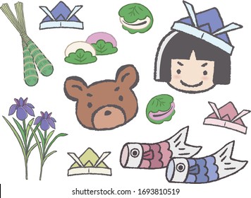 Child's Japanese day. A set of a vector illustration.