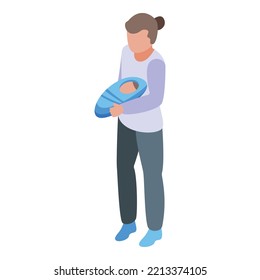 Childs mother syndrome down icon isometric vector. World child. Health mental