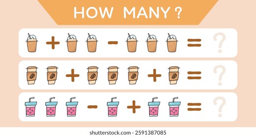 Child's play. A game for counting numbers. Numbers. cheerful math. puzzle. The development of the mogza. Games for children. Fun games. drawings of food at the game. vector. 