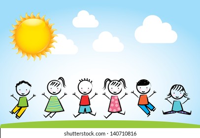 child's play over sky background vector illustration