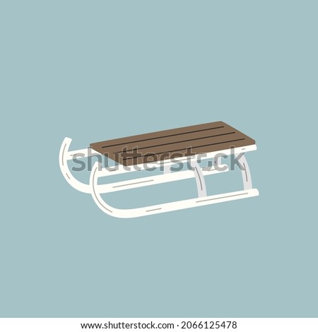 Child's sledge on a blue background. Vector illustration