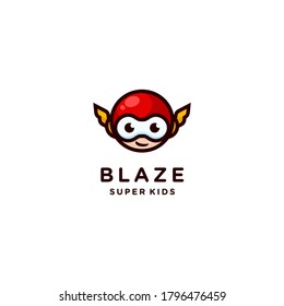 Child's Super Hero character with a Red Mask and Lightning Accessories On His Ears