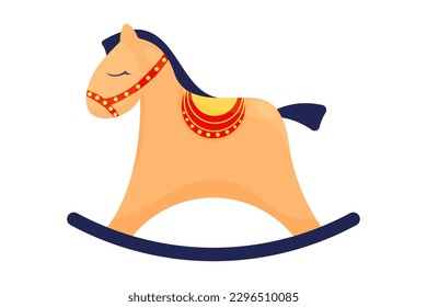 Child's toy illustration, horse, child's drawing. Cute baby shower clipart or print for invitations, greeting cards, posters, etc