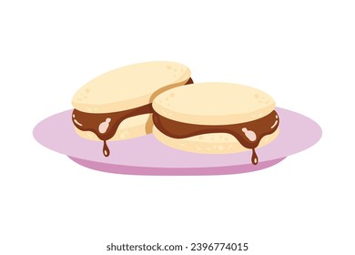 chile alfajores dessert illustration design