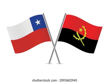 Chile and Angola flags. Vector illustration.