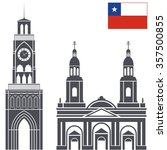 Chile architecture. Abstract buildings on white background