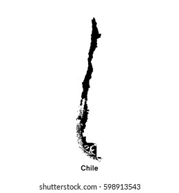 Chile black map,border with name of country