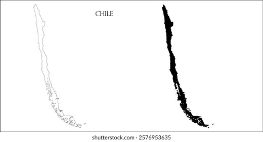 Chile Blank Map, Chile Map Outline Vector Images