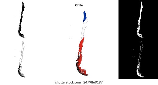 Chile blank outline map set