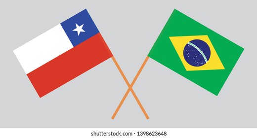 Chile and Brazil. Chilean and Brazilian flags