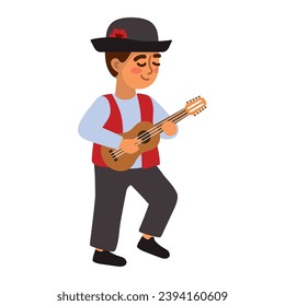 chile charango character playing illustration isolated