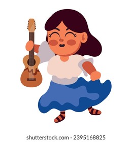 chile charango character woman illustration isolated