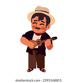 chile charango man illustration isolated