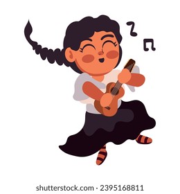 chile charango woman illustration isolated