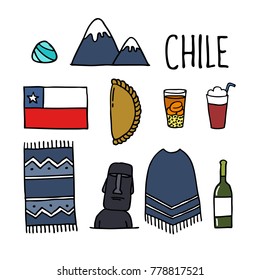 Chile. Chilean theme doodle icons