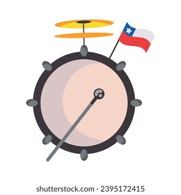 chile chinchinero drum instrument and flag illustration