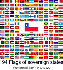 Chile, collection of vector images of flags of the world