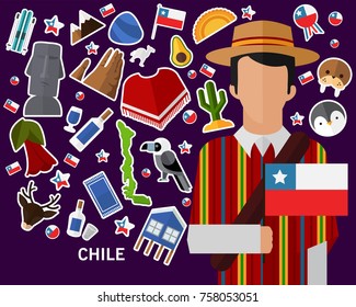 Chile concept background .Flat icons