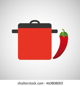 chile with cooking pot icon, vector illustration