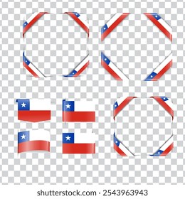 Chile corner national flag with shadow