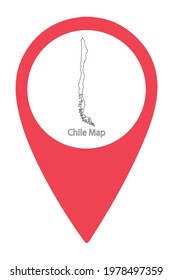 Chile Country Border Map in Location Icon .