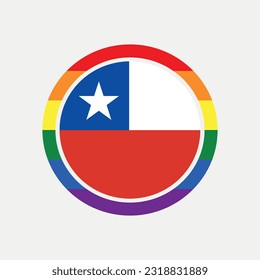 Chile country flag circle - lgbt flag graphic element Illustration template design
