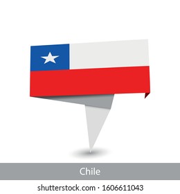 Chile Country flag. Folded ribbon banner flag. Flat flag vector illustration.