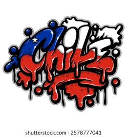 chile country flag in graffiti art style