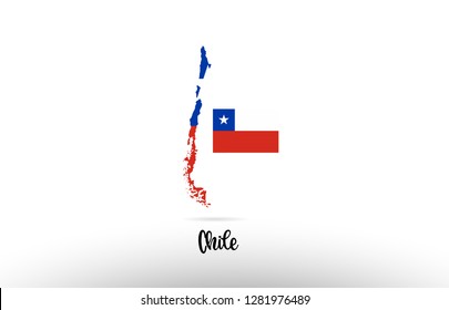 Chile country flag inside country border map design suitable for a logo icon design