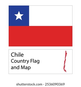 Chile Bandeira do país e mapa mão desenham ilustração sobre fundo branco