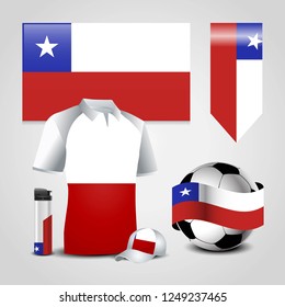 Chile Country Flag place on T-Shirt, Lighter, Soccer Ball, Football and Sports Hat