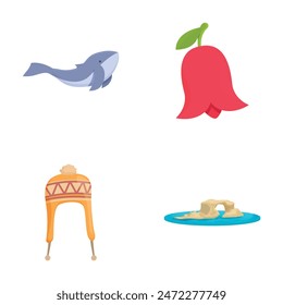 Chile country icons set cartoon vector. Landmark of chile country. Travel concept
