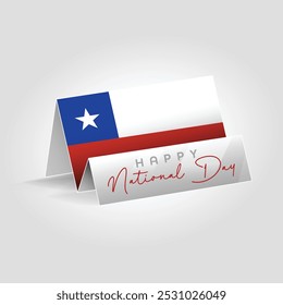 A bandeira de papel do Chile no chão. Feliz dia nacional bandeira design.