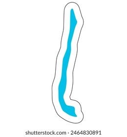 Silueta de país de Chile. Mapa detallado. Pegatina de Vector azul sólido con contorno blanco aislado sobre fondo blanco.